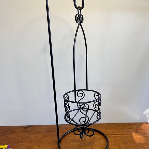 Hanging Candle Holder - Black Metal - 18"TALL Gold Canyon - Picture 1 of 4